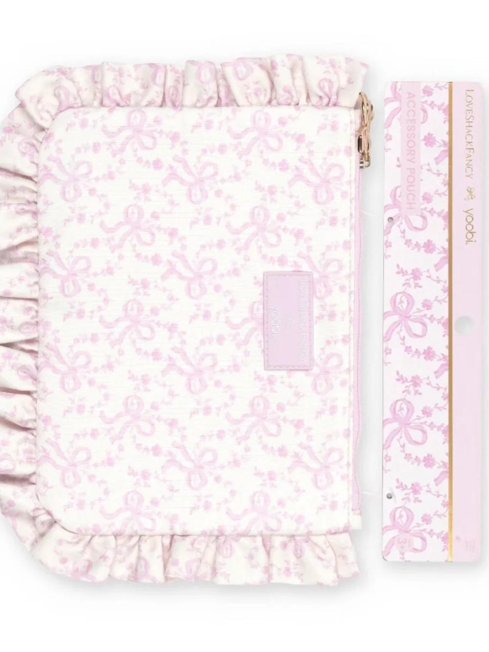 IN-HAND | LoveShackFancy x Target Yoobi Coquette Bow Flat Zip Ruffle Pencil Case